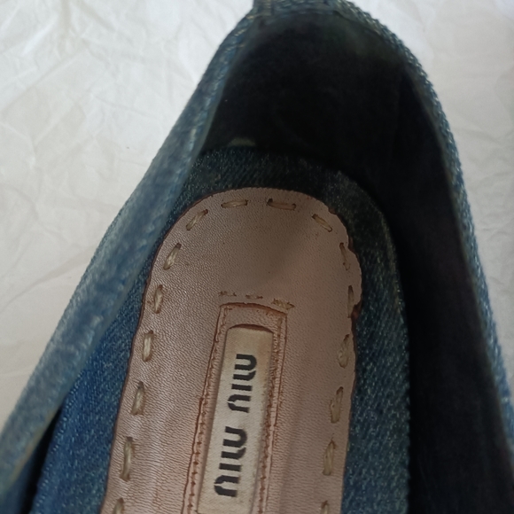 🆕 Miu Miu Denim Crystal Silver Platform Loafers size 10 - Picture 7 of 16